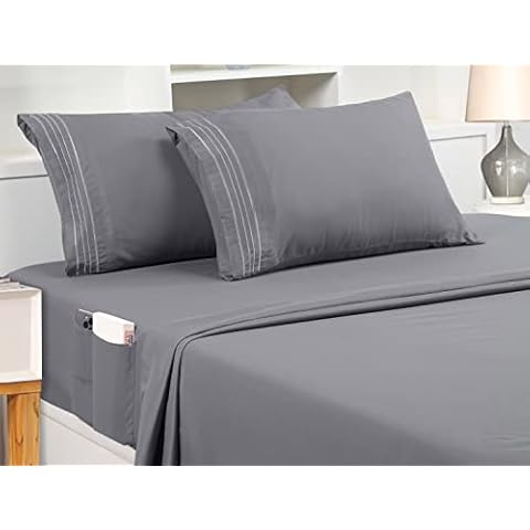 Utopia Bedding Twin XL Sheet Set (Quatrefoil Grey) - 1 Fitted Sheet, 1 Flat