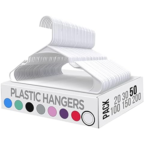 Mainstays Heavy Weight Clothing Hangers, 9 Pack, White, Heavy Duty Durable  Plastic 