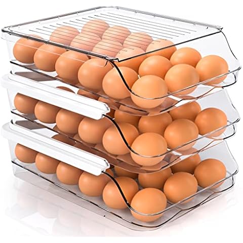 AllTopBargains 2 Pack Kitchen Egg Tray 18 Slot Holder Lid Fridge Refrigerator Storage Container