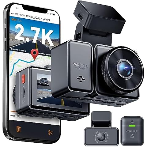 Vantrue 3 Channel 2.5K WiFi Dash Cam Front and Rear Inside, 3 Way Triple  GPS Dash Camera 1944P+1080P+1080P with STARVIS IR Night Vision, Voice