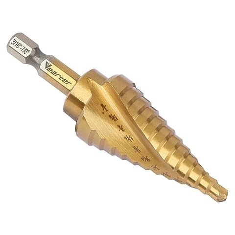 Vearter HSS Spiral Groove Double Flute Step Drill Bits, 3/16 - 1/2 Bits 6  Steps