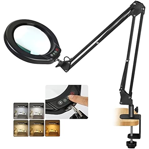8X Magnifying Glass with Light and Stand, LANCOSC Floor Lamp with 5-Wheel  Rolling Base for Facials Lash Estheticians, 1,500 Lumens Dimmable LED