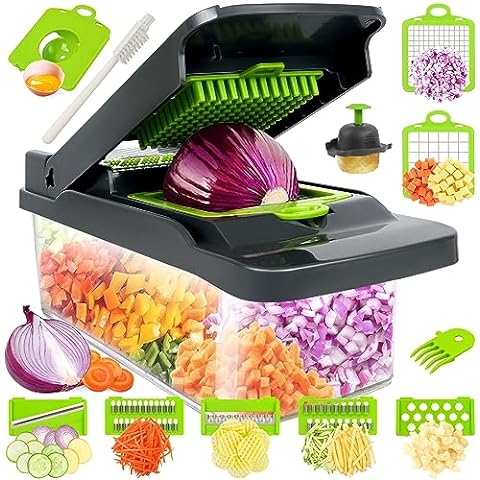 Vegetable Chopper,Senbowe Multifunctional 13-in-1 Food Choppers Onion Chopper  Vegetable Slicer Cutter Dicer Veggie chopper with 8 Blades,Colander  Basket,Container for Salad Potato Carrot Garlic by senbowe - Shop Online  for Kitchen in New