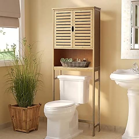 ALLZONE Bathroom Organizer, Over The Toilet Storage, 4-Tier Adjustable Wood  Shelves for Small Rooms, Saver Space Rack, 92 to 116 Inch Tall, Narrow