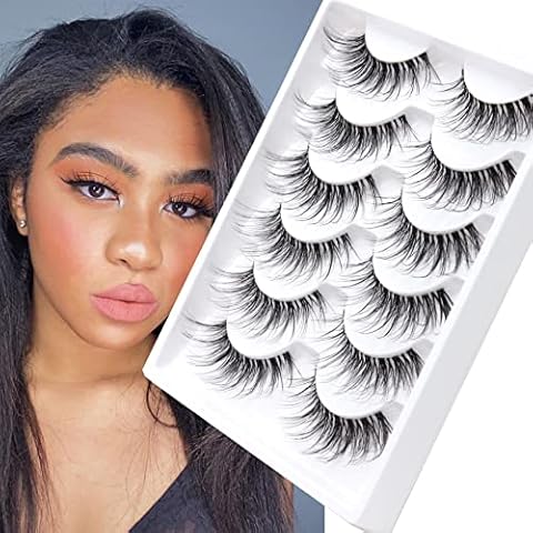 Veleasha Manga Lashes Natural Look False Eyelashes 8 Pairs Pack  Light-weight Comfortable Fake Eyelashes