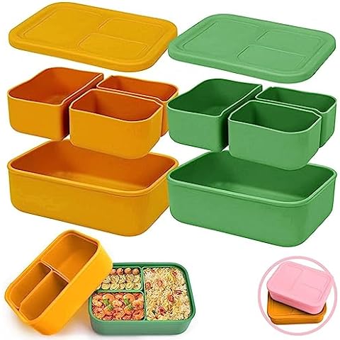  Keweis Silicone Bento Box, 3-Compartment 25oz Lunch