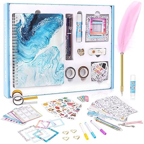 DIY Journal Set for Girls Ages 8-12 and up, Trendy Teen Girl Gift Blue