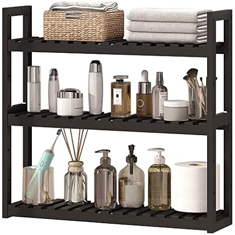 Tangkula Wall Mount 2 Tier Bathroom Shelf with Towel Bars, 18W X