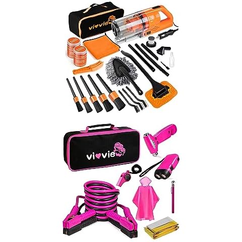 17pcs Car Cleaning Kit, Pink Car Interior Detailing Kit with High