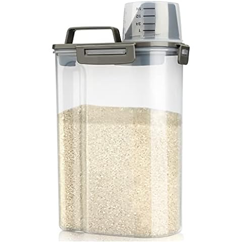 Sutowe Airtight Rice Storage Container with Lid Measuring Cup 10 Lbs  Reusable BPA Free Clear Rice Bucket