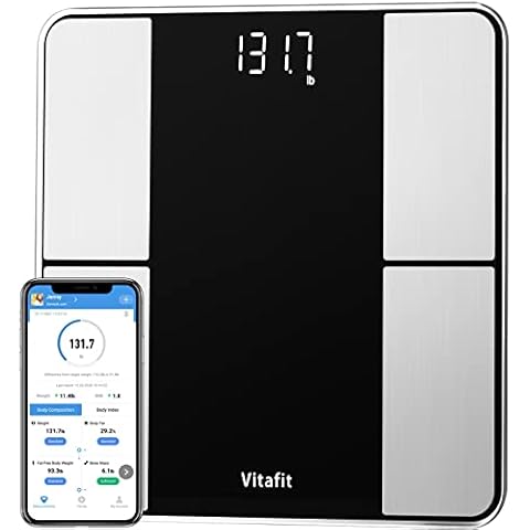 Vitafit Digital Bathroom Scale for Body Weight,Weighing Professional Since  2001,Extra Large Blue Backlit LCD and Step-On, Batteries Included