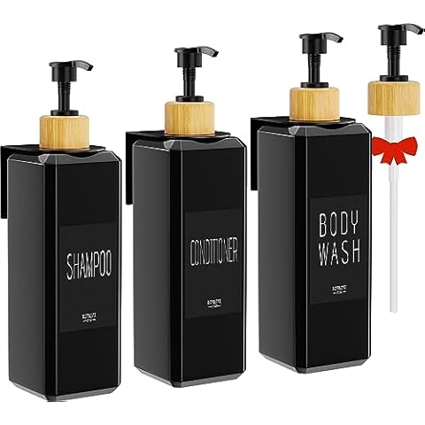 Shampoo Dispenser for Shower Wall 3 Chamber - Drill Free Shower Soap  Dispenser Wall Mount with Waterproof Labels - 3 Bottles 3 Wall Mounts -  Olive