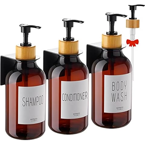 Shampoo Dispenser for Shower Wall 3 Chamber - Drill Free Shower Soap  Dispenser Wall Mount with Waterproof Labels - 3 Bottles 3 Wall Mounts -  Olive