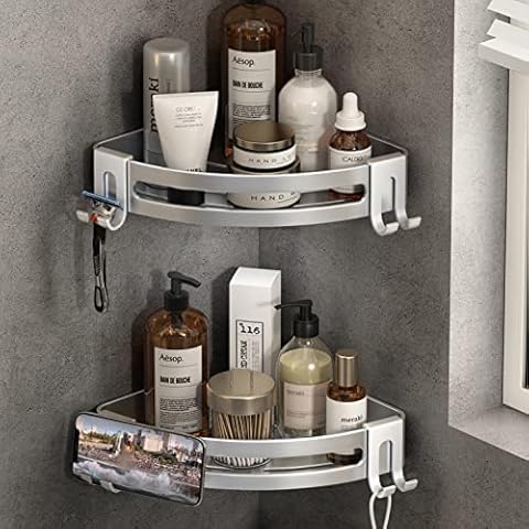 VOLPONE Glass Bathroom Shelf with Towel Bar 15.7in Bathroom Wall Shelves  Rustproof Metal Bathroom Wall Organizer 2-Tier (Black)