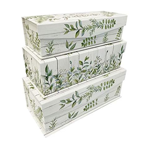 Soul & Lane Decorative Cardboard Storage Boxes with Lids for Home Décor - Handpicked Bouquet - Set of 3: Floral Paperboard Nesting Gift Boxes