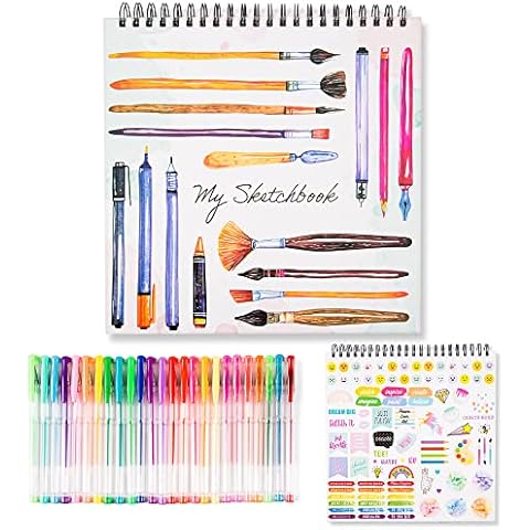 VOTUM Art Sets for Kids with 12 Washable Markers, 2 Pencils, Sketch Pad,  Sharpener, Stickers, Rolling Case, Festival Friends Theme - Cute Marker Set  