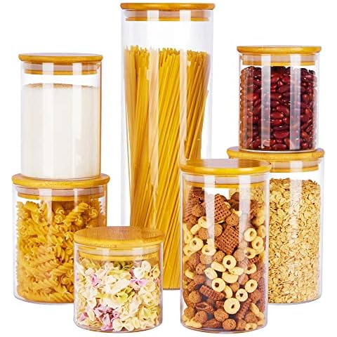 Vtopmart 34oz Glass Food Storage Jars with Airtight Clamp Lids, 3 Pack