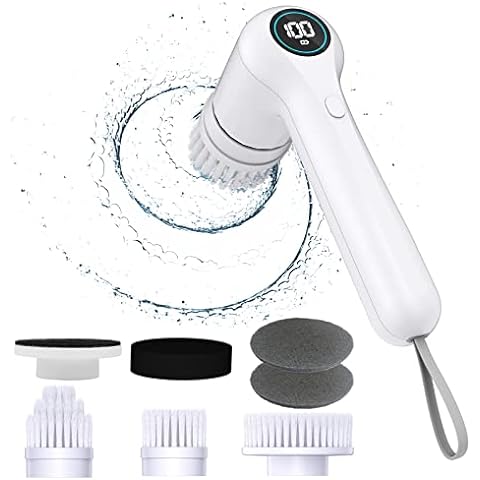 vuitte upgraded electric spin scrubber, cordless cleaning brush, 360 power  shower cleaning scrubber with 3 multi-purpose replaceable