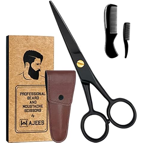 ONTAKI Curved and Rounded Facial Hair Scissors for Men - Mustache, Nose  Hair & Beard Trimming Scissors, Safety Use for Eyebrows, Eyelashes, and Ear