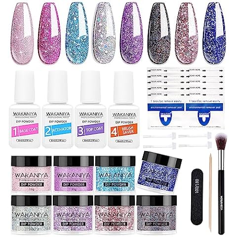 wakaniya Dip Powder Nail Kit 12 Colors Glitter Dipping powder Sun