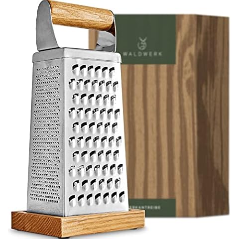 Kings County Tools, Stainless Steel Cheese Graters with Integrated Cherry  Wood Serving Bowl