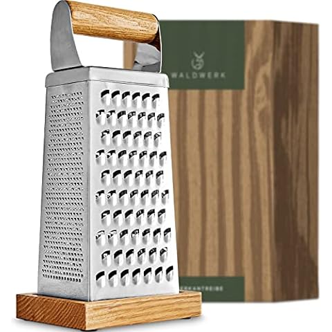 Kings County Tools, Stainless Steel Cheese Graters with Integrated Cherry  Wood Serving Bowl