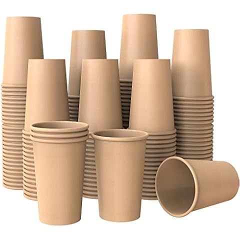 Ginkgo 100 Pack 12 oz Disposable Thickened Paper Coffee Cups with