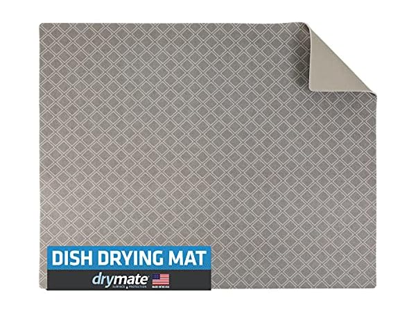 Extra Large (30 inch by 24 inch) heavy duty silicone dish drying mat (Gray,  XL - 30x24)