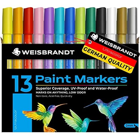 WEISBRANDT UltraColor Hard Tip Brush Markers Pens, 12-Pack, Multifunction Writing Instrument, Micro Pigment Ink, Flexible Brush Tip, Water-proof and