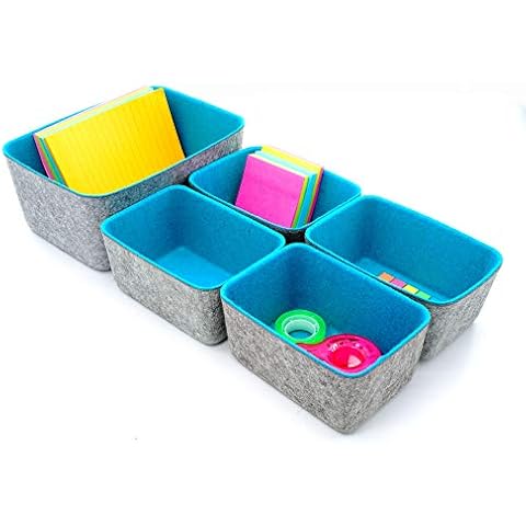 WELAXY Drawer organizers bins felt storage bin office organizer Shallow  Small