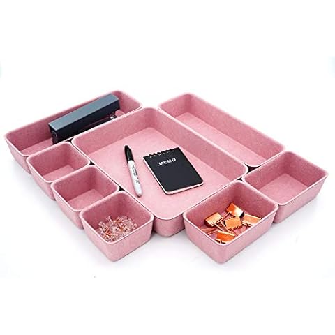 WELAXY Drawer organizers bins felt storage bin office organizer Shallow  Small