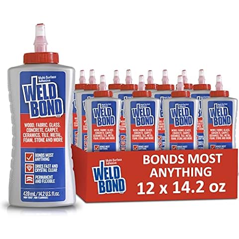 Weldbond Multi-Surface Adhesive Glue, Bonds Most Anything. Use as Wood Glue  or on Fabric, Glass, Carpet, Ceramics, Tiles, Metal, Foam And More. Dries  Crystal Clear, Non-toxic, 5.4oz/160ml 4-pack.: : Tools & Home