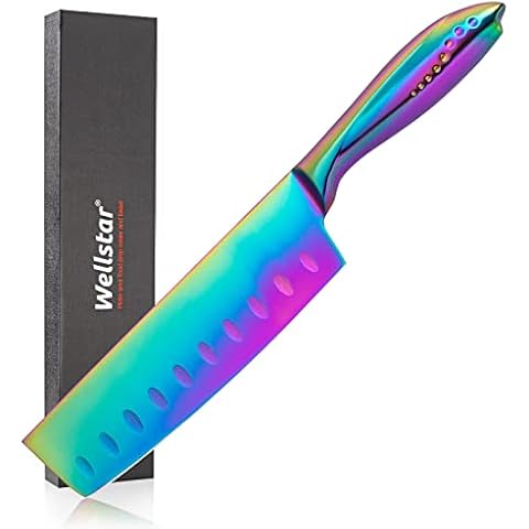 Farberware Rainbow Iridescent Titanium Santoku Knives, 2-Pack