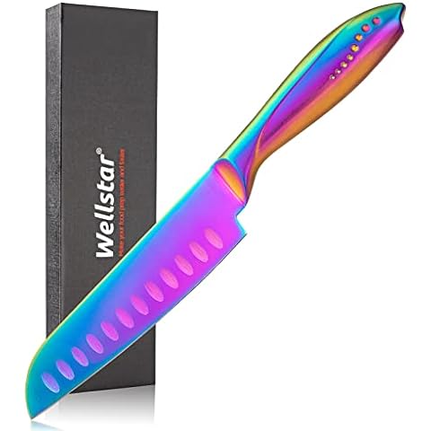 Farberware Rainbow Iridescent Titanium Santoku Knives, 2-Pack