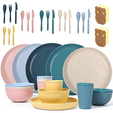 Grow Forward Premium Wheat Straw Dinnerware Sets - 8 Piece Unbreakable –  SHANULKA Home Decor