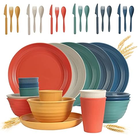 Grow Forward Premium Wheat Straw Dinnerware Sets - 8 Piece Unbreakable –  SHANULKA Home Decor