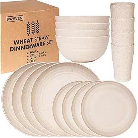 Grow Forward Premium Wheat Straw Dinnerware Sets - 8 Piece Unbreakable –  SHANULKA Home Decor