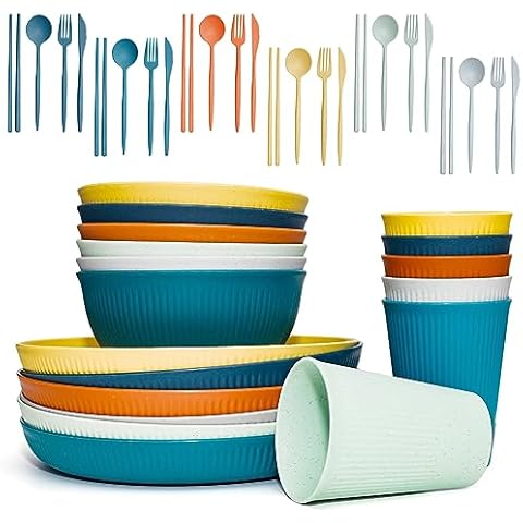 Grow Forward Premium Wheat Straw Dinnerware Sets - 8 Piece Unbreakable –  SHANULKA Home Decor