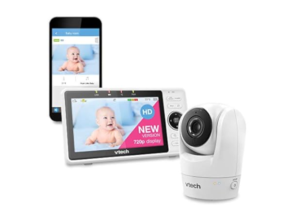 Video Baby Monitor with Camera and Audio, 3.2Inch LCD Display, Infrared  Night Vision, Two-Way Audio and Room Temperature Monitoring,Lullaby,Sound  Activated Screen White 8.65 x 3.23 x 6.69 inch HB32