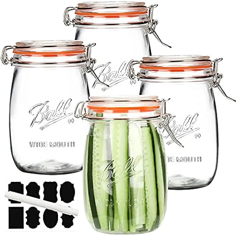 17oz Glass Jars with Airtight Lids, Wide Mouth Mason Jars with Leak Proof  Rubber Gasket for Kitchen, Clear Glass Storage Containers for Snacks, Jams