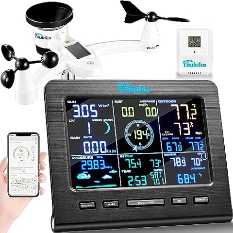 Urageuxy Wireless Weather Station Indoor Outdoor Thermometer,8-in-1 WiFi  Weather Station