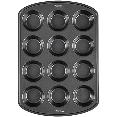   Basics Nonstick Round Muffin Baking Pan, 12 Cups, Set of  2, Gray, 13.9x10.55x1.22: Home & Kitchen