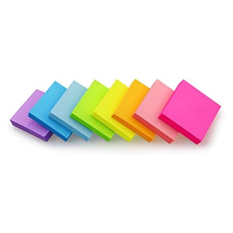 Sticky Notes 3x5 inch Bright Colors Self-Stick Pads 8 Pads/Pack 50  Sheets/Pad Total 400 Sheets