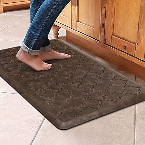 Kitchen Rugs and Mats Anti Fatigue for Floor Non Slip 2 Piece Set 17.7  Wide 0.47 Thick Kitchen Runner Cushioned PVC Memory Foam Waterproof Mats  for