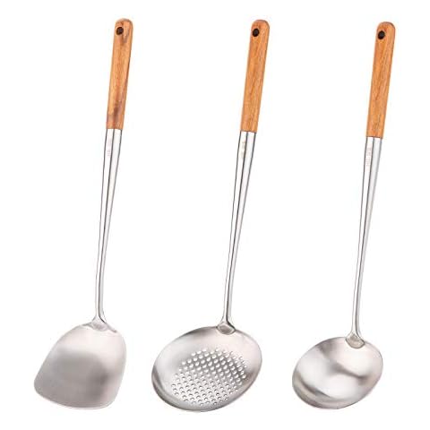 Marte wok spatula and ladle,skimmer slotted spoon set - asian wok