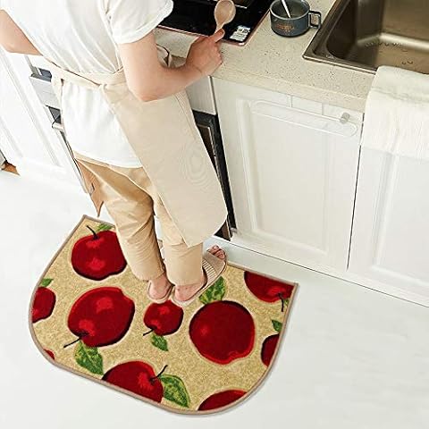 Farmlyn Creek Slip-resistant Kitchen Floor Mat, Half Round Red