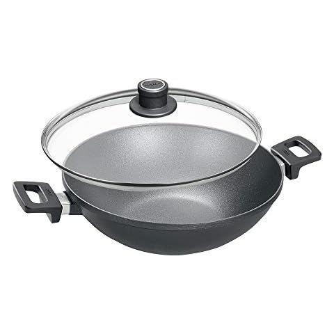 Titanium Nonstick 11-Inch Wok Pan with Tempered Lid (Gray) – Saflon