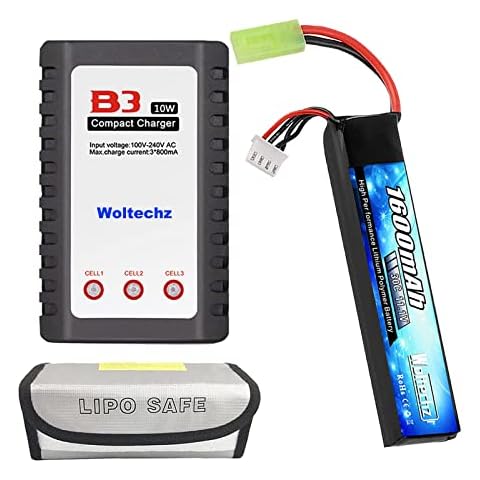 EMEPOVGY RC Lipo Battery Airsoft 3S 1200mAh 11.1V 20C Rechargeable Lithium  Polymer Battery Pack with Mini Tamiya Plug for Air Soft Guns Rifle - Triple