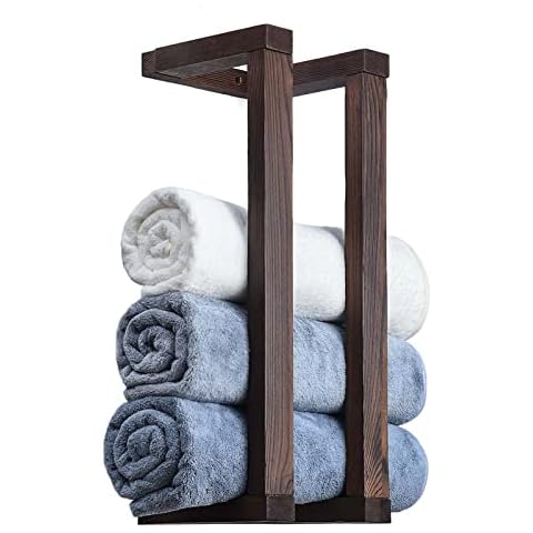 Autumn Alley Rustic Farmhouse Towel Rack - Rustic Inlaid Wood and Matte  Black Towel Bar