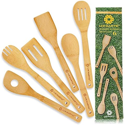 Silicone Kitchen Cooking Utensils w Bamboo Holder- 10 Pc Gourmet Non-Stick,  Heat Resistant, Kitchen Tools Set- Spatula, Spoon, Slotted Spoon, Tongs,  Basting Bru…